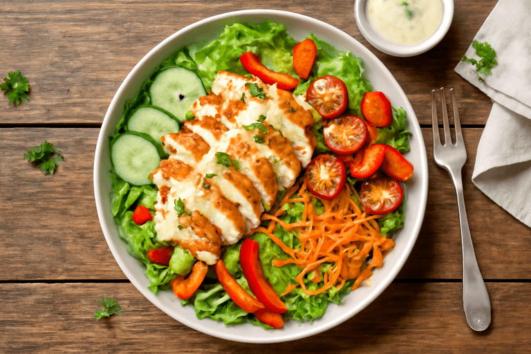 Salade de poulet grillé aux légumes croquants