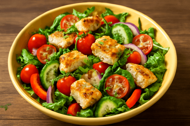 Leichter Hähnchen-Gemüse-Salat mit Zitronen-Dressing