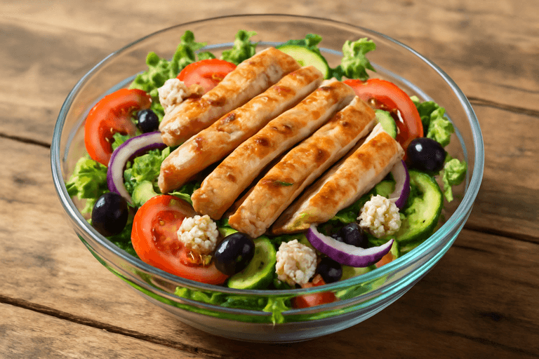 Ensalada de pollo mediterránea ligera