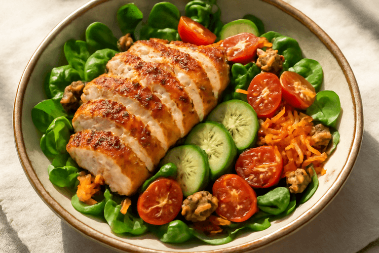 Salade de Poulet Grillé et Légumes Croquants