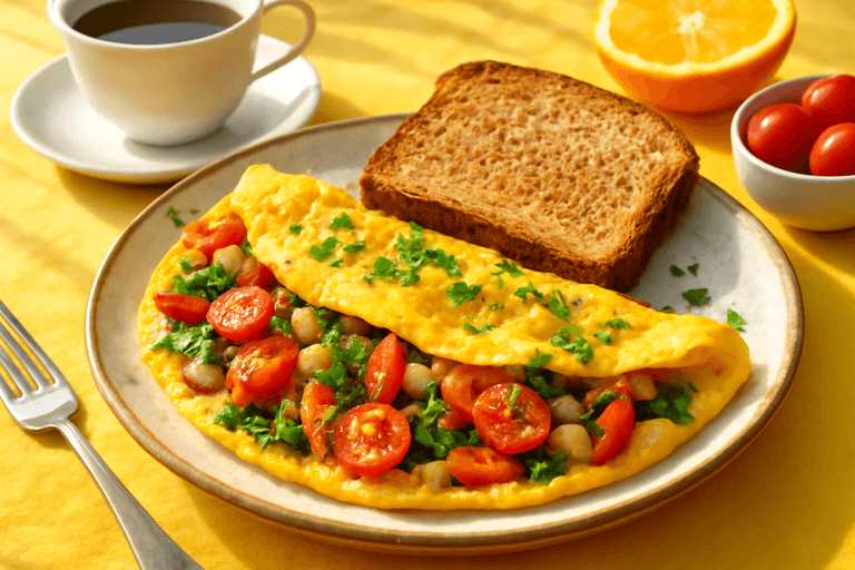 Energizing Veggie Omelette with Whole Grain Toast