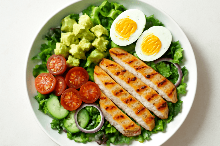 Proteinrik kyllingsalat med avokado og egg