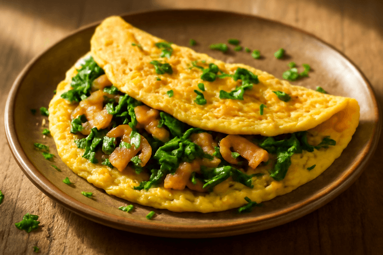 Tortilla Clásica de Espinacas y Champiñones