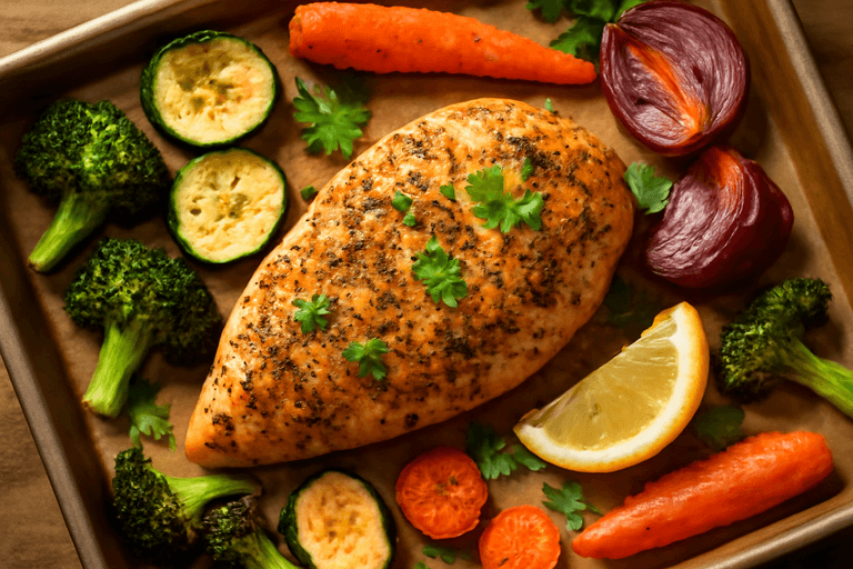 Herb-Crusted Baked Chicken with Roasted Vegetables