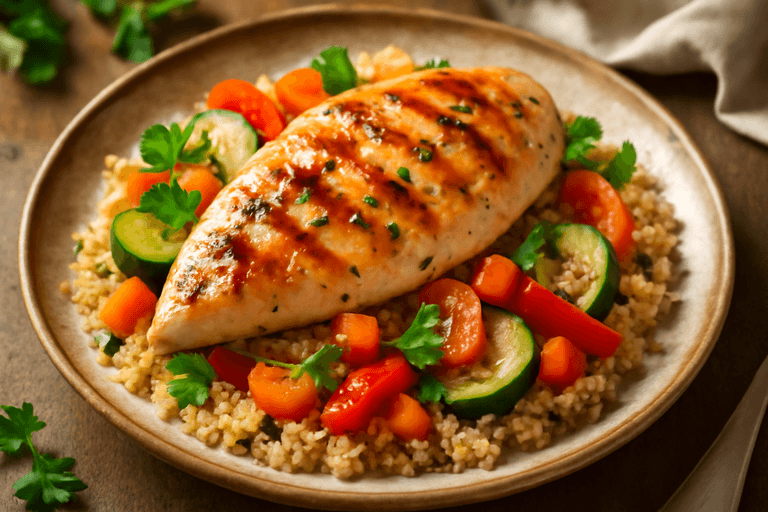 Κοτόπουλο Σχάρας με Λαχανικά και Κινόα