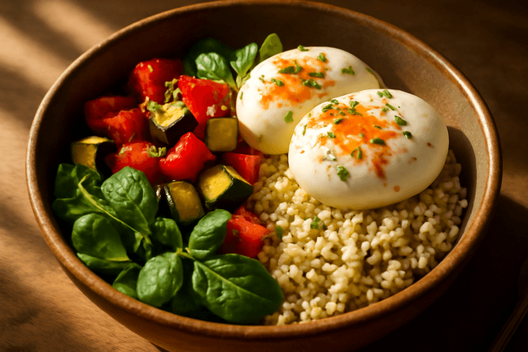 Bol Petit-Déjeuner Vitalité à l'Œuf & Légumes Rôtis