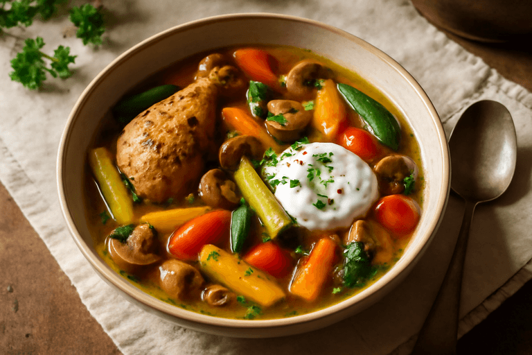 Lätt kycklinggryta med grönsaker och örter
