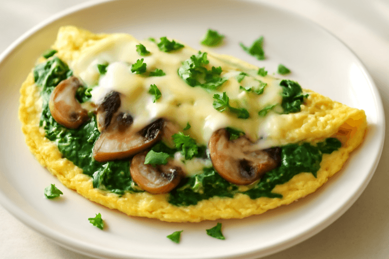 Omelette Énergétique aux Épinards et Champignons