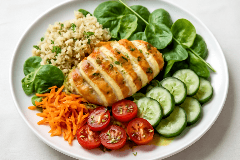 Klassisk kycklingsallad med quinoa och citronvinägrett