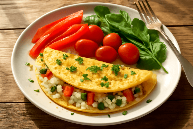 Omletă energizantă cu legume și brânză