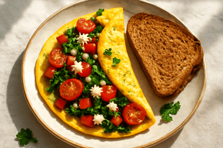 Power-Up Veggie Omelette with Whole Grain Toast
