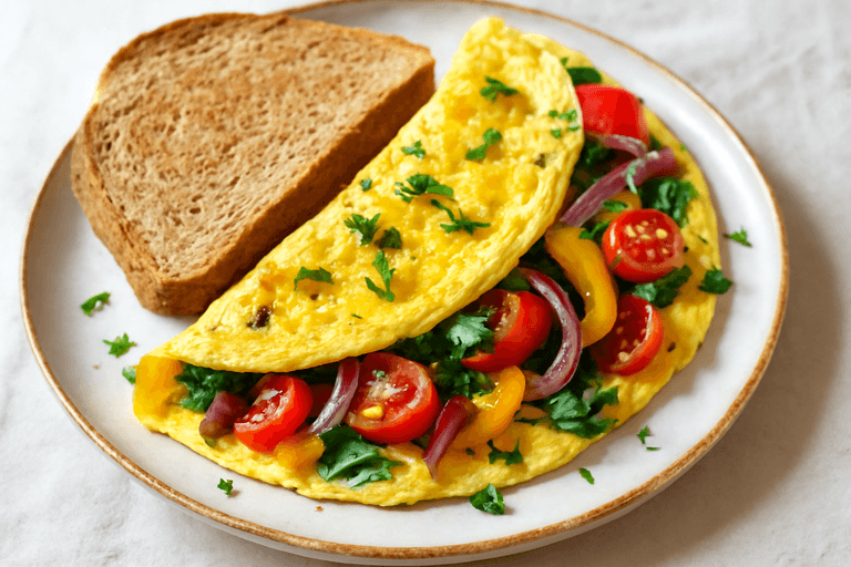 Protein-Packed Veggie Omelette with Whole Wheat Toast