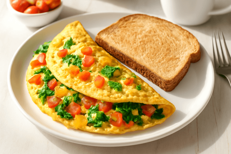 Wholesome Veggie Omelette with Whole Wheat Toast