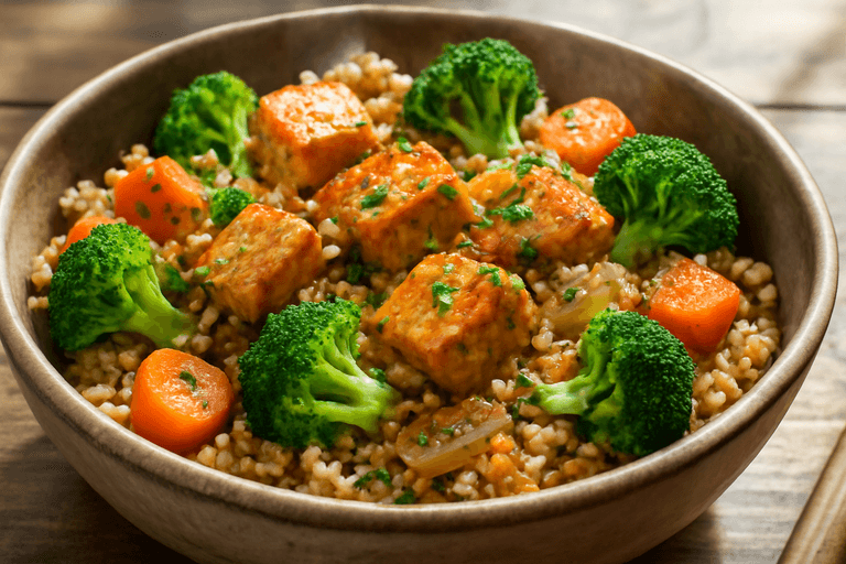 Arroz Integral con Pollo y Verduras al Estilo Clásico