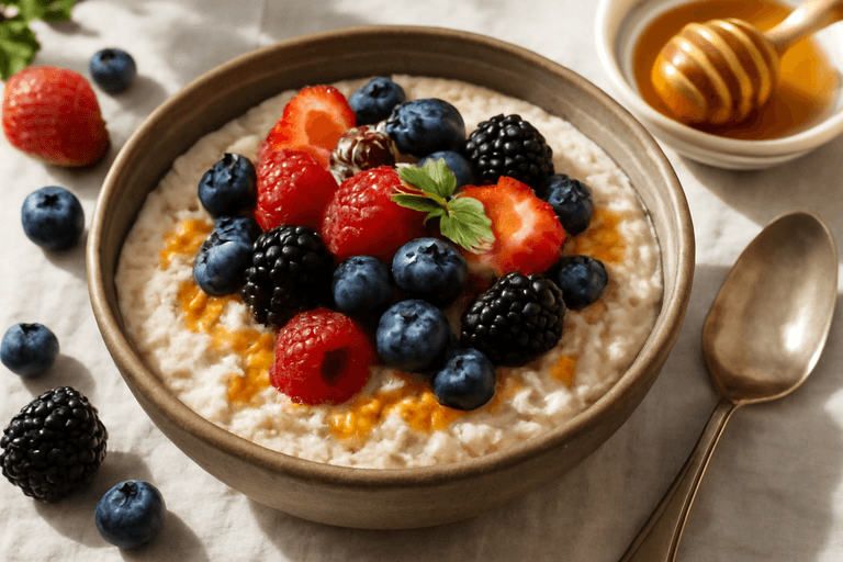 Proteinrik havregrøt med friske bær