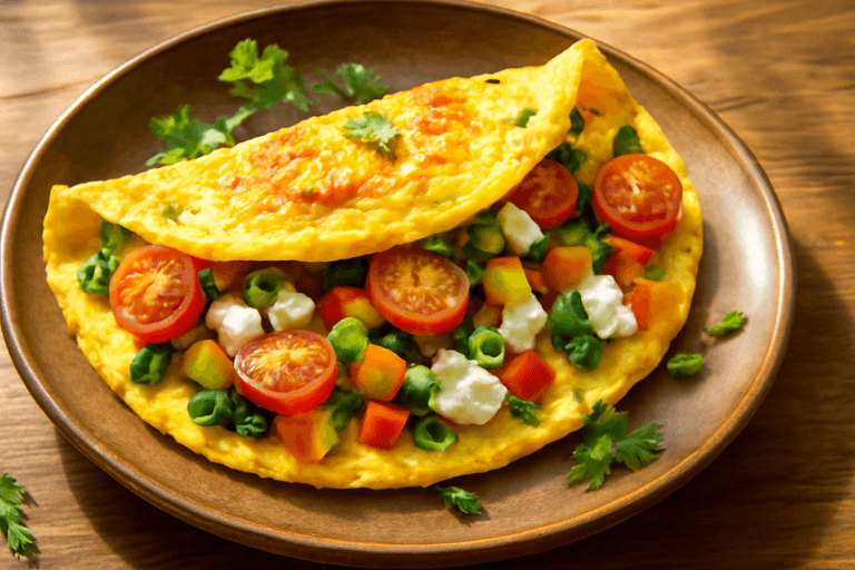 Omletă echilibrată cu legume și brânză pentru un start energic