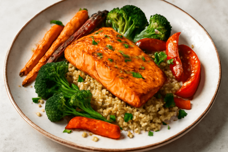 Zalmfilet met Geroosterde Groenten & Quinoa