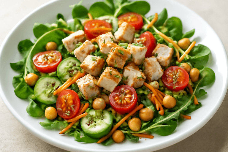 Salade Poulet & Légumes Croquants Faible en Calories