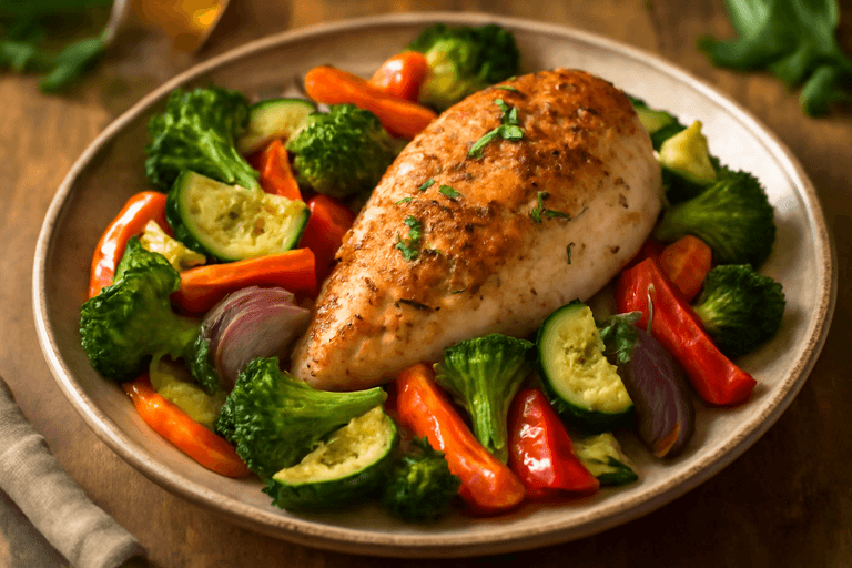 Poulet aux légumes rôtis léger