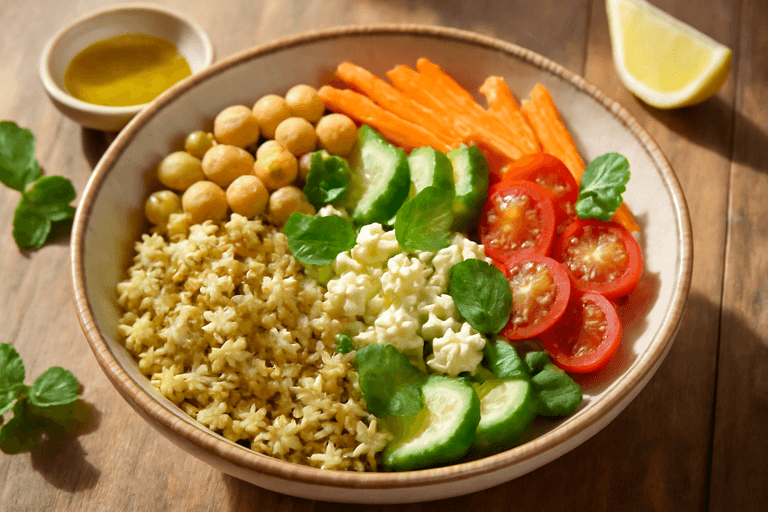 Bol de Quinoa aux Légumes Croquants et Pois Chiches