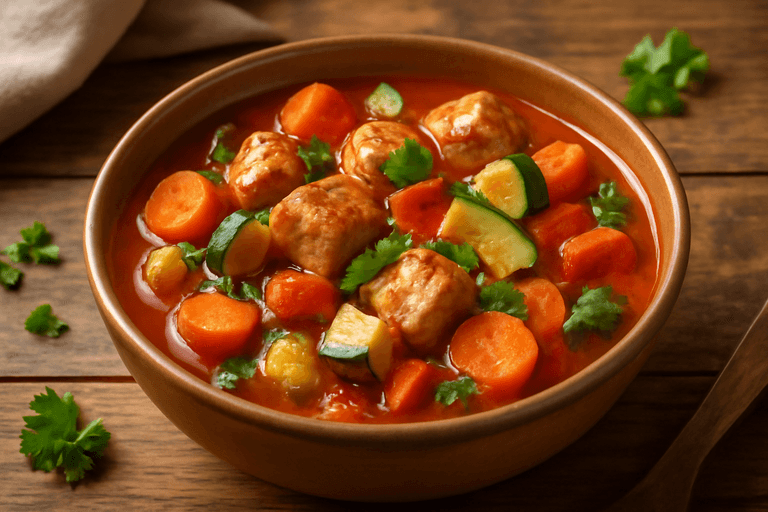 Klassisk kycklinggryta med färska grönsaker