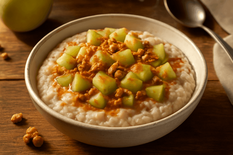 Овсяная чаша с яблоком и корицей
