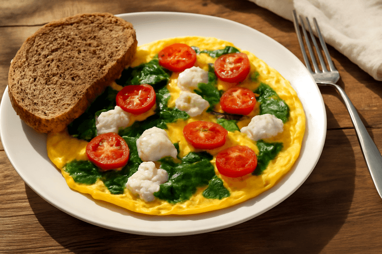 Omelette Clásico con Espinacas y Tomate
