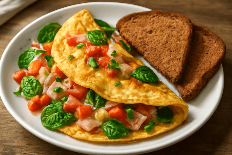 Protein-Power-Frühstücks-Omelett mit Vollkornbrot