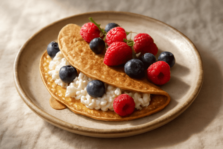 Овсяноблин с творогом и ягодами