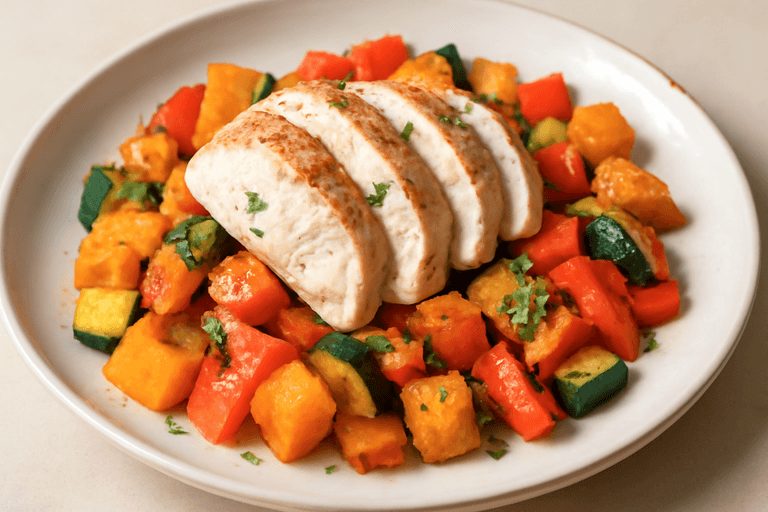 Kipfilet Met Geroosterde Groenten & Zoete Aardappel