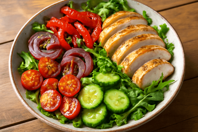 Kleurrijke Kipsalade met Geroosterde Groenten