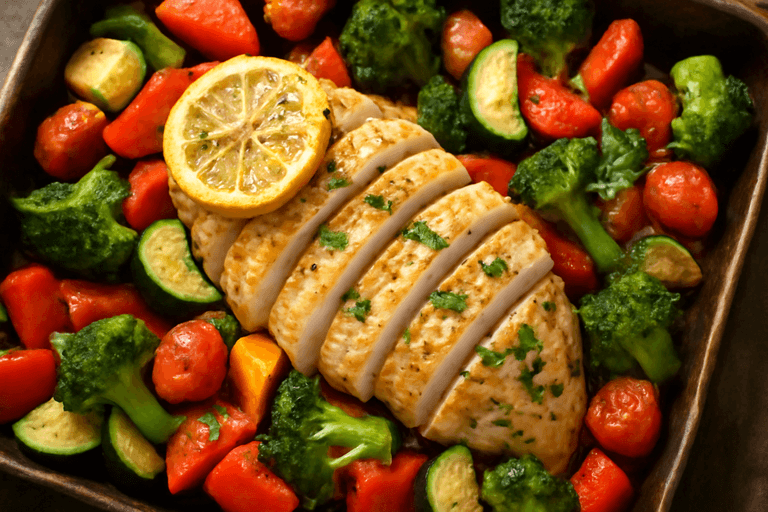 Light Lemon Herb Chicken with Roasted Veggies