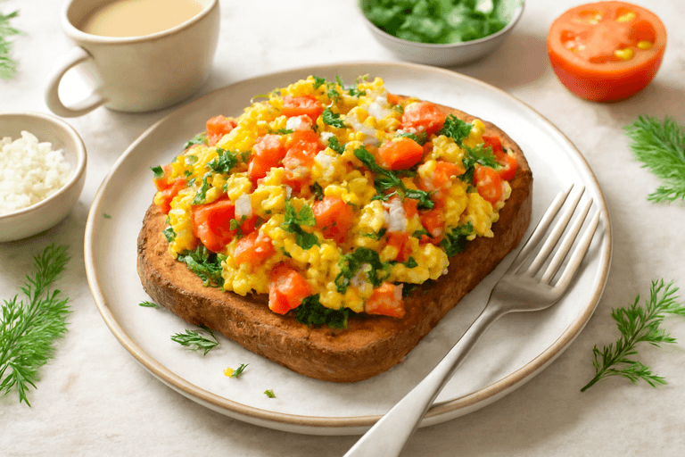Power-Up Mediterranean Smoked Salmon Scramble