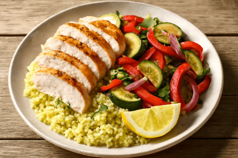 Grillowana pierś z kurczaka z warzywami i kaszą jaglaną