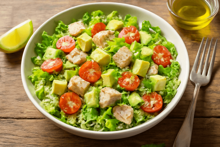 Лёгкий куриный салат с киноа и авокадо