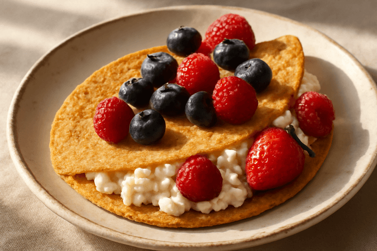 Овсяноблин с творогом и ягодами