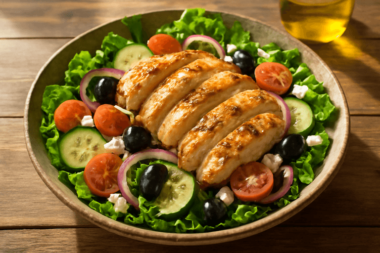 Ensalada de pollo mediterránea ligera