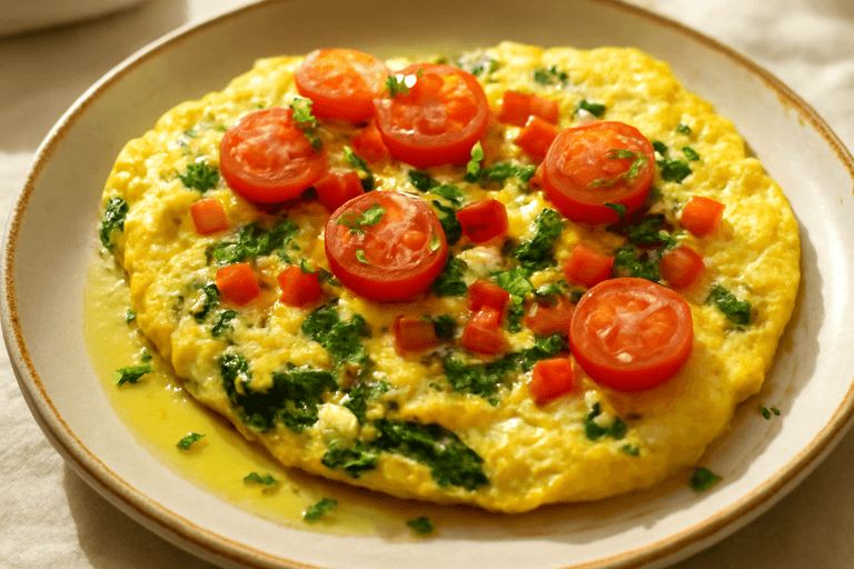 Omletă energizantă cu spanac și brânză feta