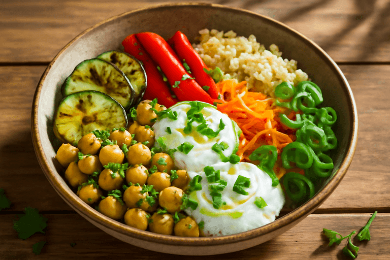 Bol déjeuner Vitalité végétarien au quinoa et légumes grillés