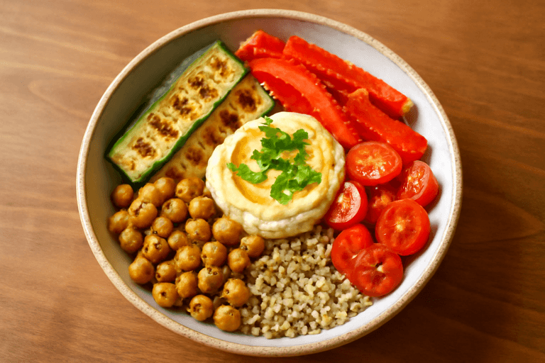 Bowl Énergétique de Quinoa aux Légumes Grillés & Houmous