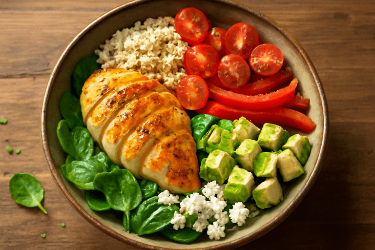 Proteinrik kyckling- och quinoaskål