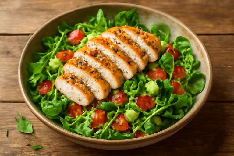 Sałatka z grillowanym kurczakiem i warzywami