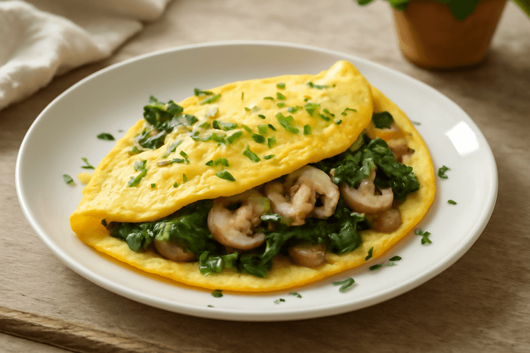Omelette Légère aux Épinards et Champignons