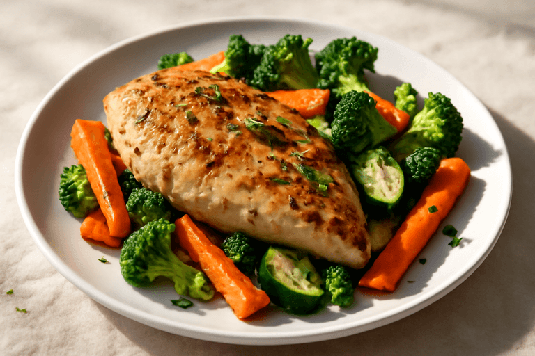 Poulet rôti aux herbes et légumes de saison