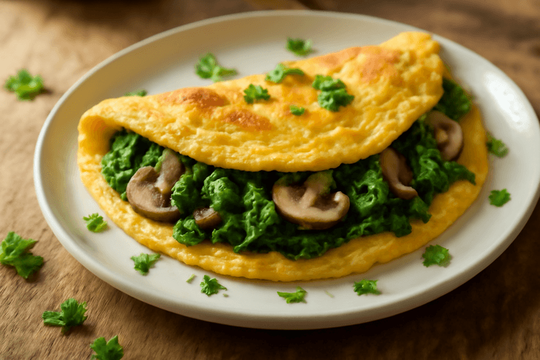 Omelette Santé aux Épinards et Champignons