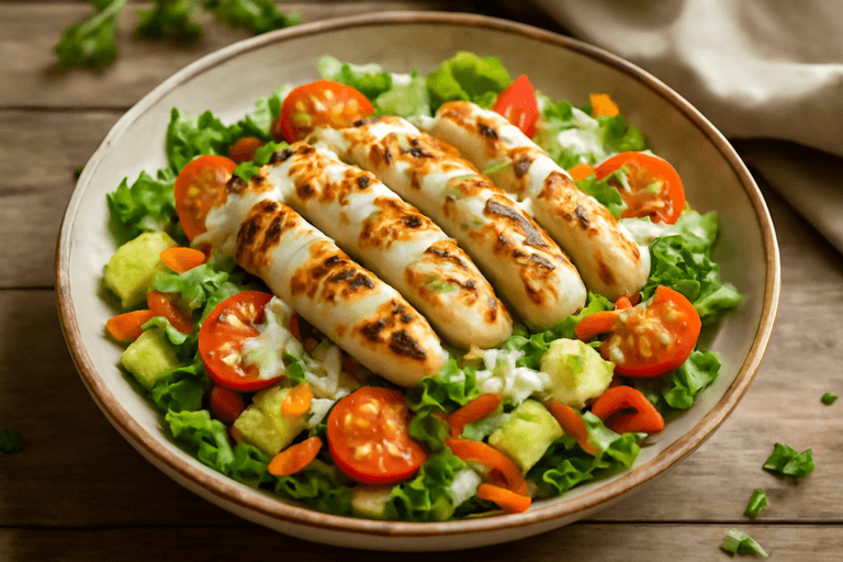 Salade Croquante au Poulet Grillé et Légumes Colorés