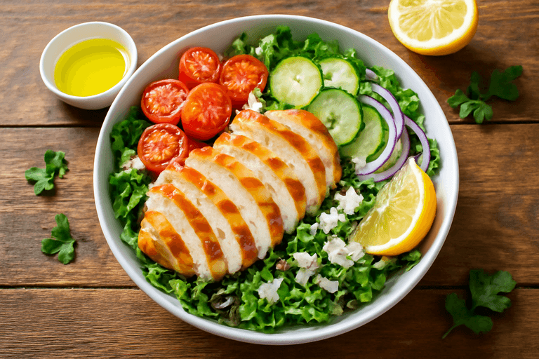 Fresh Mediterranean Chicken Salad Bowl