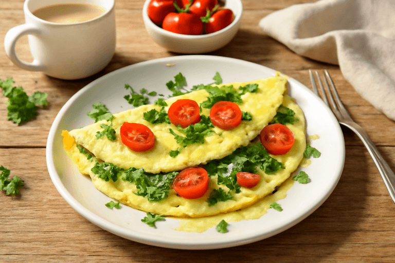 Omelette légère aux épinards et tomates