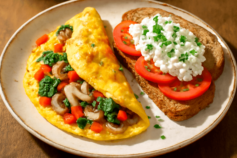 Kleurrijke Groente Omelet met Volkorentosti