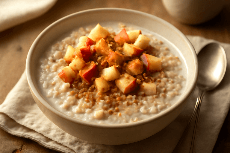 Klassisk havregrynsgröt med äpple och kanel